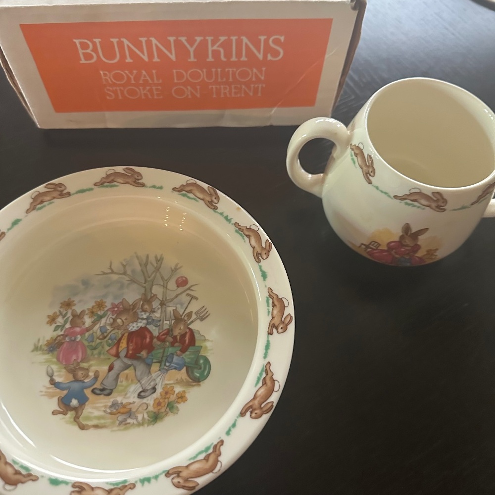 Two Piece Bunnykins Bowl and Cup with Box Royal Doulton Stoke On Trent